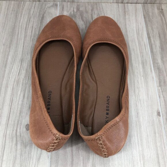 Lucky Brand Flats Womens 8.5M Emmie Brown Leather Slip On Shoes - Picture 9 of 11